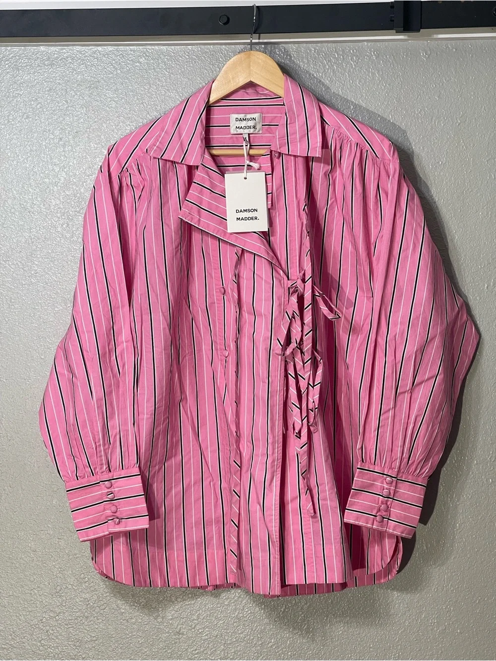 NWT Damson Madder Carmy Striped Double-Breasted Ties Shirt - Size 10 - Picture 1 of 4